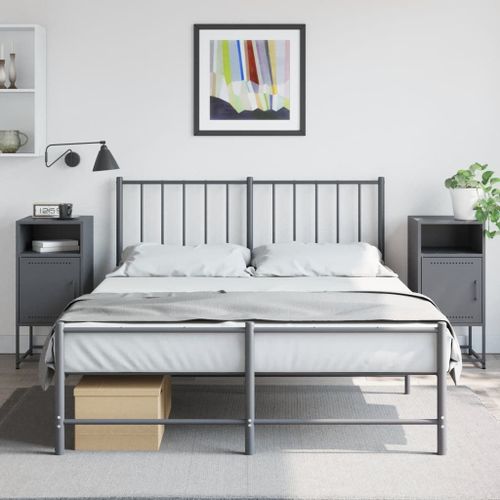 Vidaxl Tables De Chevet 2 Pcs Anthracite 36x39x78 Cm Acier