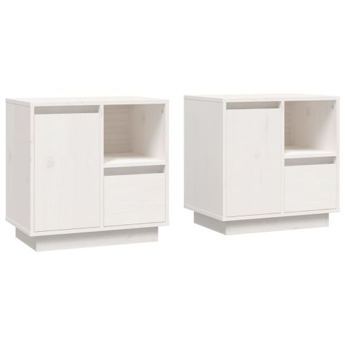 Vidaxl Tables De Chevet 2 Pcs Blanc 50x34x50 Cm Bois De Pin Massif