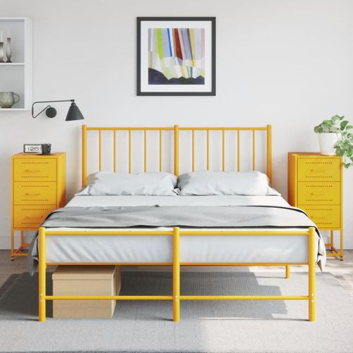 Vidaxl Tables De Chevet 2 Pcs Jaune Moutarde 36x39x78 Cm Acier