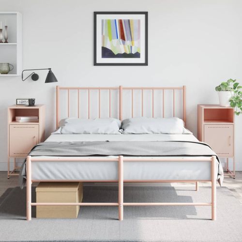 Vidaxl Tables De Chevet 2 Pcs Rose 36x39x78 Cm Acier