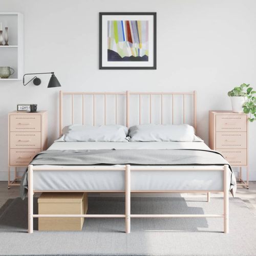 Vidaxl Tables De Chevet 2 Pcs Rose 36x39x78 Cm Acier