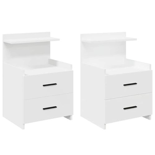Vidaxl Tables De Chevet2 Pices Avec 2 Tiroirs Blanc 40 X 36,5 X 62 Cm
