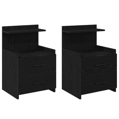 Vidaxl Tables De Chevet2 Pices Avec 2 Tiroirs Noir 40 X 36,5 X 62 Cm