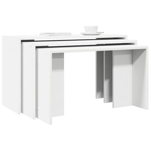 Vidaxl Tables Gigognes 3 Pcs Blanc Bois D'ingnierie