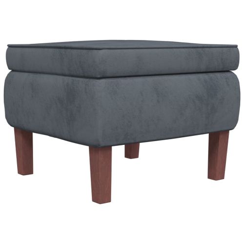 Vidaxl Tabouret Avec Pieds En Bois Gris Fonc Velours