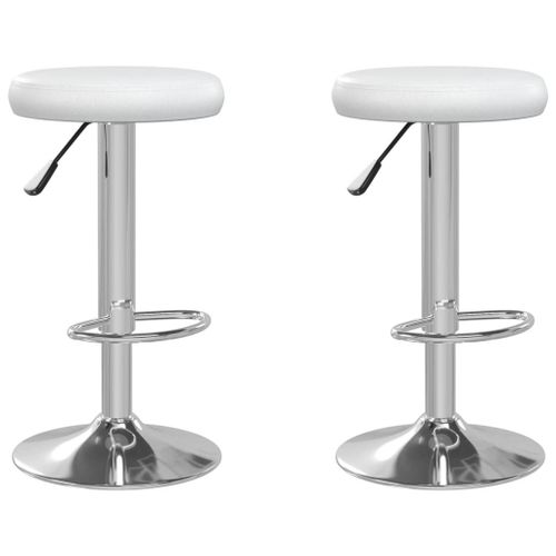 Vidaxl Tabourets De Bar Lot De 2 Blanc Similicuir