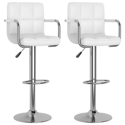 Vidaxl Tabourets De Bar 2 Pcs Blanc Similicuir