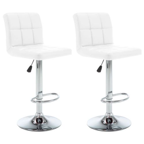 Vidaxl Tabourets De Bar 2 Pcs Blanc Similicuir