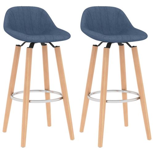 Vidaxl Tabourets De Bar 2 Pcs Bleu Tissu