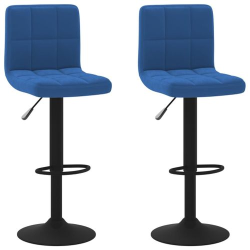 Vidaxl Tabourets De Bar 2 Pcs Bleu Velours