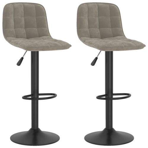 Vidaxl Tabourets De Bar 2 Pcs Gris Clair Velours