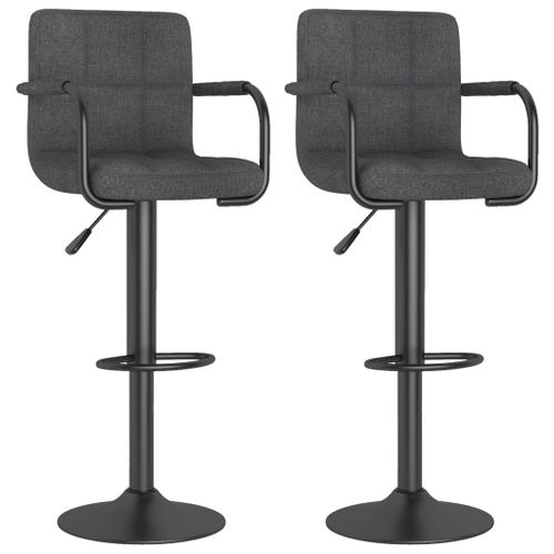 Vidaxl Tabourets De Bar 2 Pcs Gris Fonc Tissu