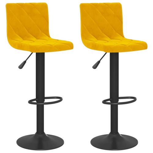 Vidaxl Tabourets De Bar Lot De 2 Jaune Moutarde Velours