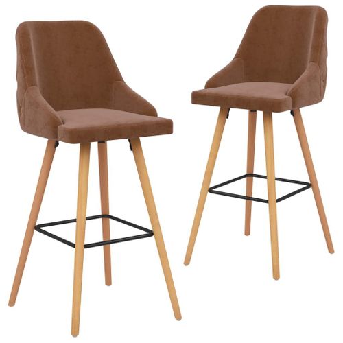 Vidaxl Tabourets De Bar 2 Pcs Marron Velours