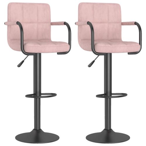 Vidaxl Tabourets De Bar 2 Pcs Rose Velours