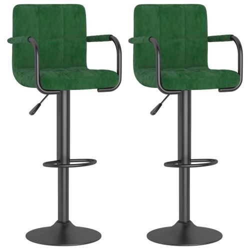 Vidaxl Tabourets De Bar Lot De 2 Vert Fonc Velours