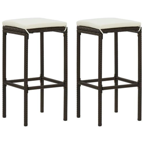 Vidaxl Tabourets De Bar Avec Coussins Lot De 2 Marron Rsine Tresse