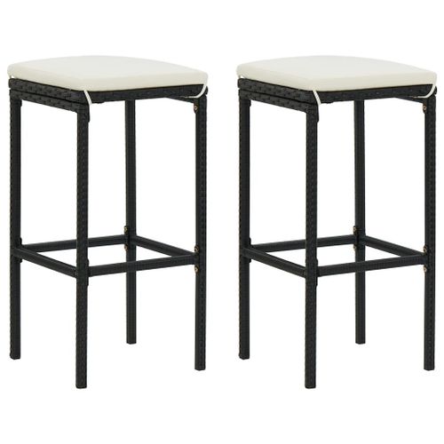 Vidaxl Tabourets De Bar Avec Coussins Lot De 2 Noir Rsine Tresse