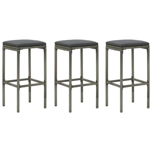 Vidaxl Tabourets De Bar Avec Coussins 3 Pcs Gris Rsine Tresse