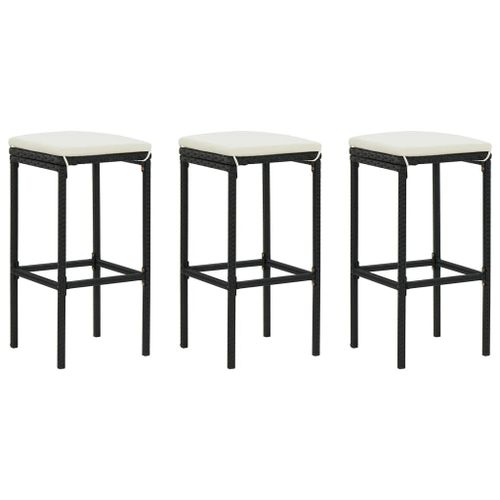 Vidaxl Tabourets De Bar Avec Coussins 3 Pcs Noir Rsine Tresse