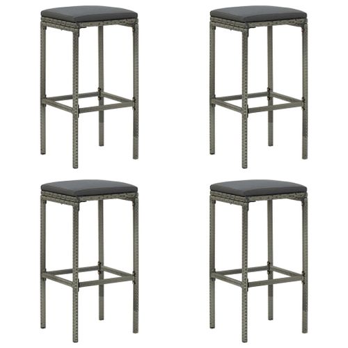 Vidaxl Tabourets De Bar Avec Coussins Lot De 4 Gris Rsine Tresse