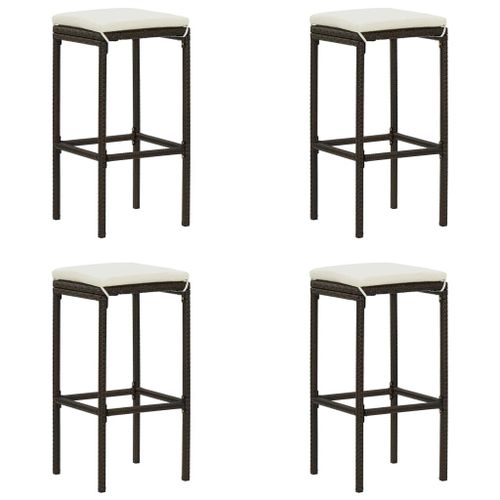 Vidaxl Tabourets De Bar Avec Coussins Lot De 4 Marron Rsine Tresse