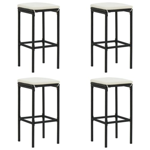 Vidaxl Tabourets De Bar Avec Coussins Lot De 4 Noir Rsine Tresse