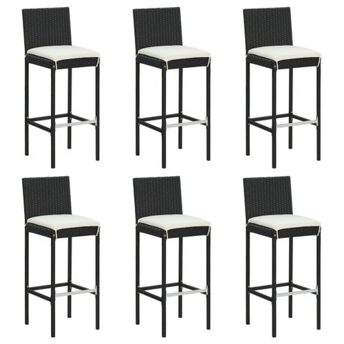 Vidaxl Tabourets De Bar Avec Coussins Lot De 6 Noir Rsine Tresse