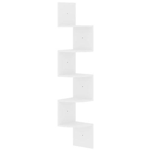 Vidaxl tagre D'angle Murale Blanc Brillant 19x19x123 Cm Agglomr