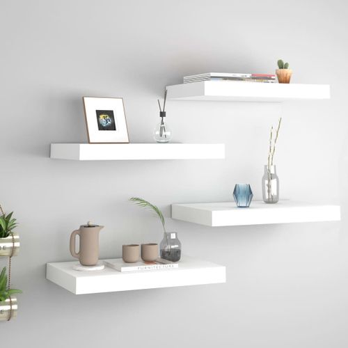 Vidaxl tagres Murales Flottantes 4 Pcs Blanc 40x23x3,8 Cm Mdf