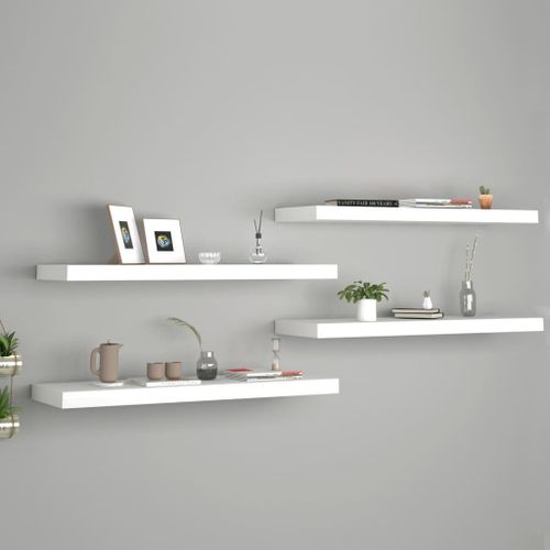 Vidaxl tagres Murales Flottantes 4 Pcs Blanc 80x23,5x3,8 Cm Mdf