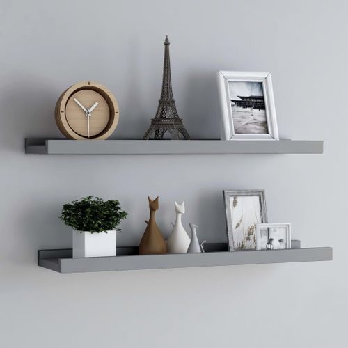 Vidaxl tagres  Rebord Pour Cadre Photo 2 Pcs Gris 80x9x3 Cm Mdf