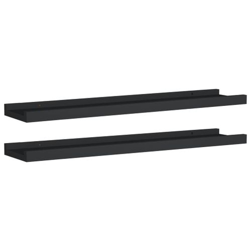 Vidaxl Etagres  Rebord Pour Cadre Photo 2 Pcs Noir 60x9x3 Cm Mdf
