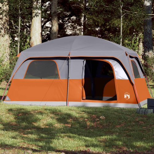 Vidaxl Tente De Cabine Familiale 10 Personnes Gris Orange Impermable