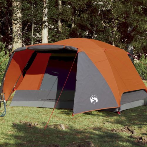 Vidaxl Tente De Camping Et Porche 4 Personnes Gris Orange Impermable