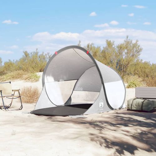 Vidaxl Tente De Plage 2 Personnes Gris Escamotable Impermable