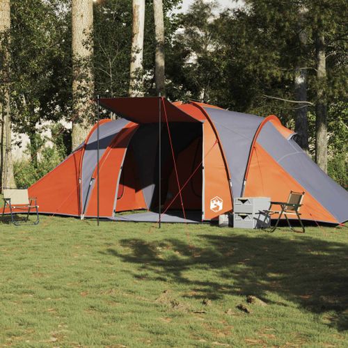 Vidaxl Tente Familiale  Dme 6 Personnes Gris Et Orange Impermable