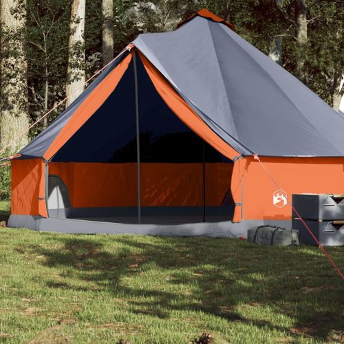 Vidaxl Tente Familiale Tipi 8 Personnes Gris Et Orange Impermable