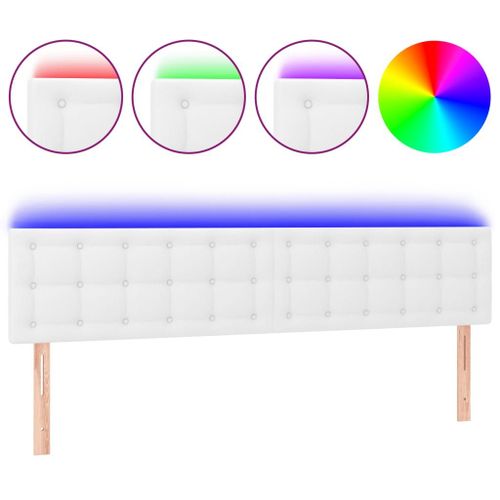 Vidaxl Tte De Lit  Led Blanc 180x5x78/88 Cm Similicuir