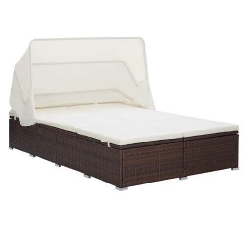 Vidaxl Transat  2 Places Avec Coussin Rsine Tresse Marron