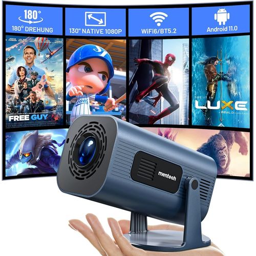 Vidoprojecteur 4K 1080P Full Hd Pris En Charge, Mini Projecteur Avec Wifi Et Bluetooth, Pied Rglable  180, Projecteur Portable, Prise En Charge 2.4G/5G Wifi6, Android Tv 11.0[APP6190899]