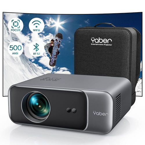 Vidoprojecteur WiFi Bluetooth YABER Pro V9 500 ANSI Lumens Projecteur Full HD 1080P 4K Fonction Zoom 300'' WiFi 6.
