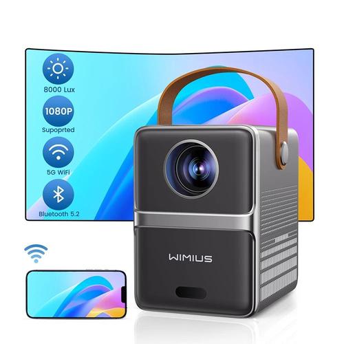 Videoprojecteur WIMIUS P61 Mini Projecteur 8000 Lumens 5G WiFi Bluetooth 5.2 Supporte 1080P Full HD