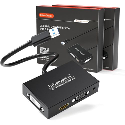Viewx Trio Adaptateur Usb 3.0 Vers Hdmi/Dvi/Vga Avec Sortie Audio 3,5 Mm, 1080P/60Hz, Pour crivains, Designers Et Analystes De Donnes, Windows 11 & Macos 15[2 Pices/Paquet][GBP6276231]