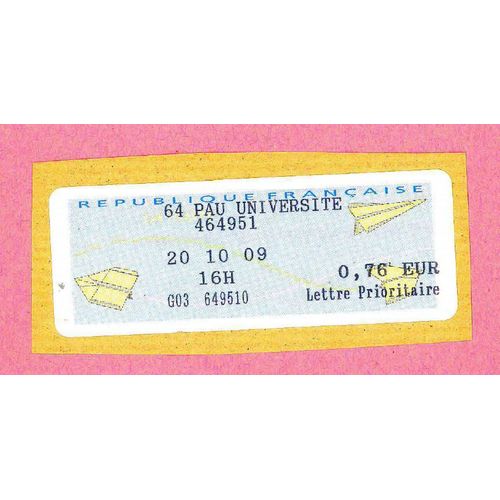 Vignette Oblitre Sur Fragment DEnveloppe Timbres Sticker On Postmarked Envelope France Pau Universite 0,76eur