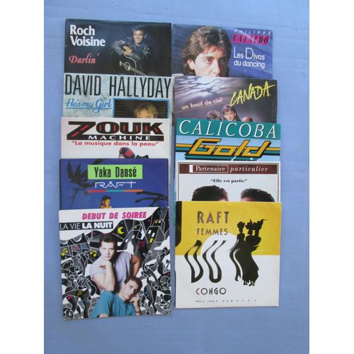 Vinyles ? Lot De 10 Disques 45 Tours ? Voisine Cataldo Hallyday Canada Dbut De Soire Raft Zouk Machine Gold Partenaire Particulier - 