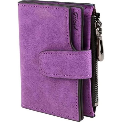 Violet - Portefeuille Femme Rtro - Marque - Modle - Cuir Synthtique - Violet - Bouton