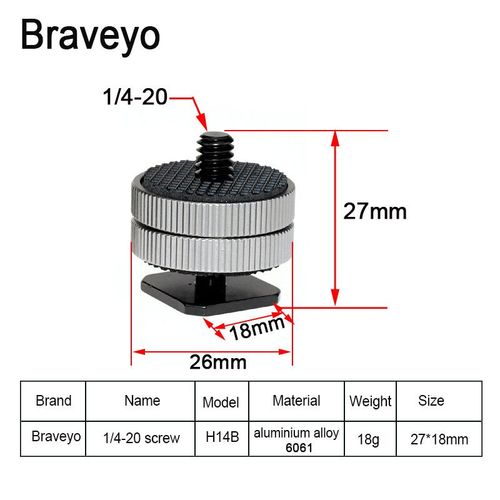 Vis  chaussure chaude ou froide pour appareil photo Dslr,1/4 3/8 pouces,vis de Base simple et Double couche,tte de trpied,accessoires de photographie,installation - Type H14B 1PC
