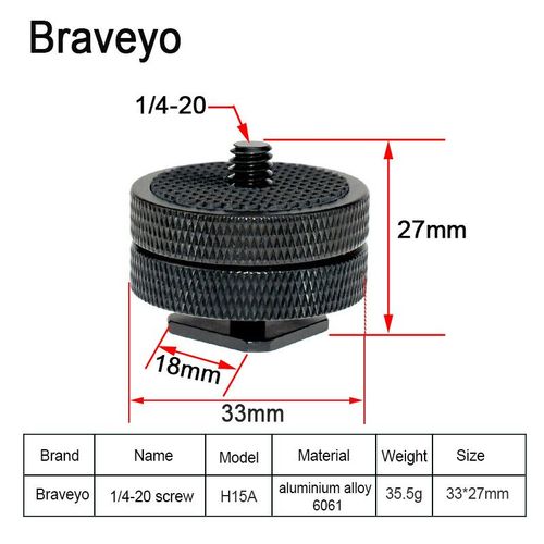 Vis  chaussure chaude ou froide pour appareil photo Dslr,1/4 3/8 pouces,vis de Base simple et Double couche,tte de trpied,accessoires de photographie,installation - Type H15A 1PC