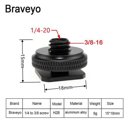 Vis  chaussure chaude ou froide pour appareil photo Dslr,1/4 3/8 pouces,vis de Base simple et Double couche,tte de trpied,accessoires de photographie,installation - Type H2B 1PC